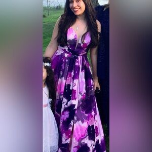 JS Collections Purple Floral Maxi Dress